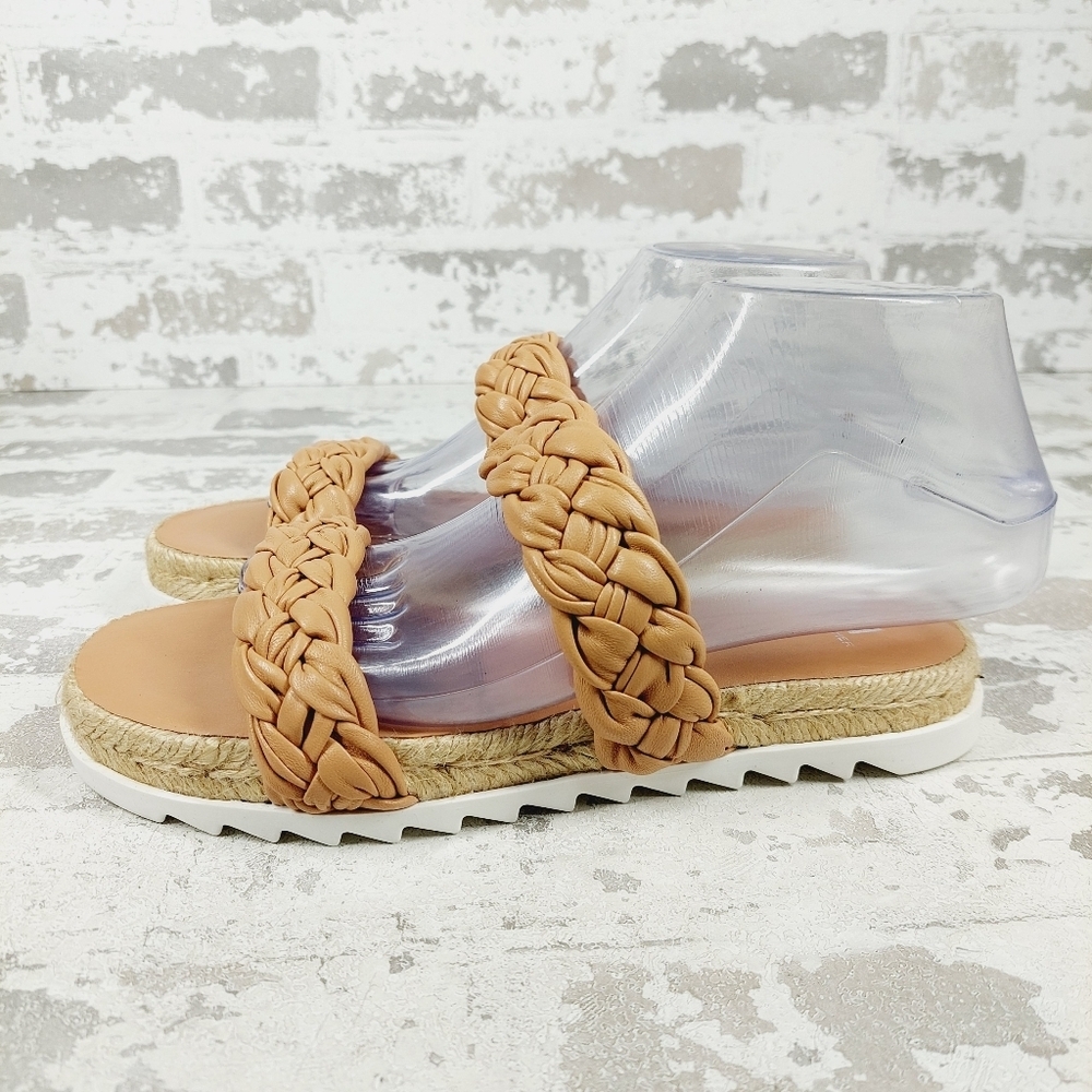 New Marc Fisher LTD Jaimee Leather Braided Espadrilles Sandals X189